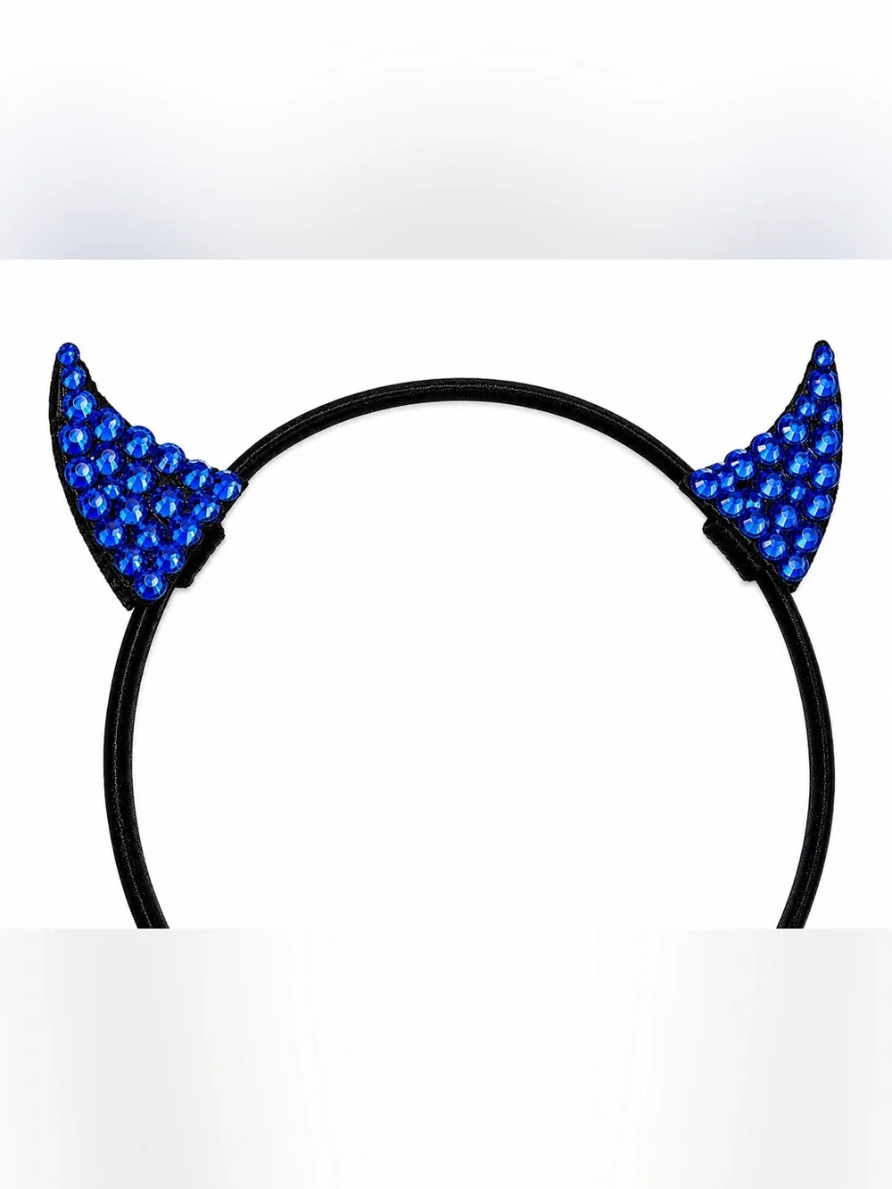 Sapphire Blue Mini Devil Ears Luxe Crystal Headband Spooky Goth Cute New